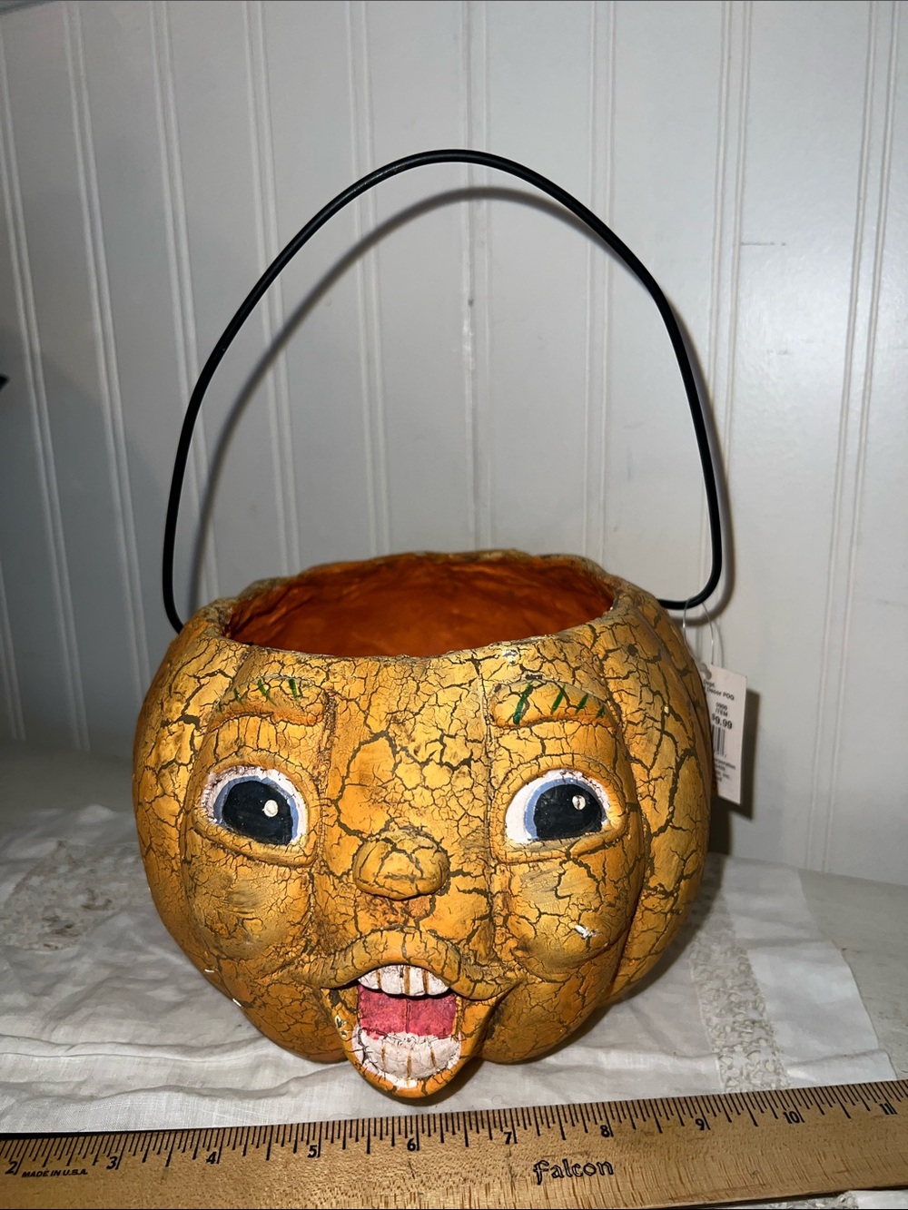 Vintage style paper mache Halloween pumpkin